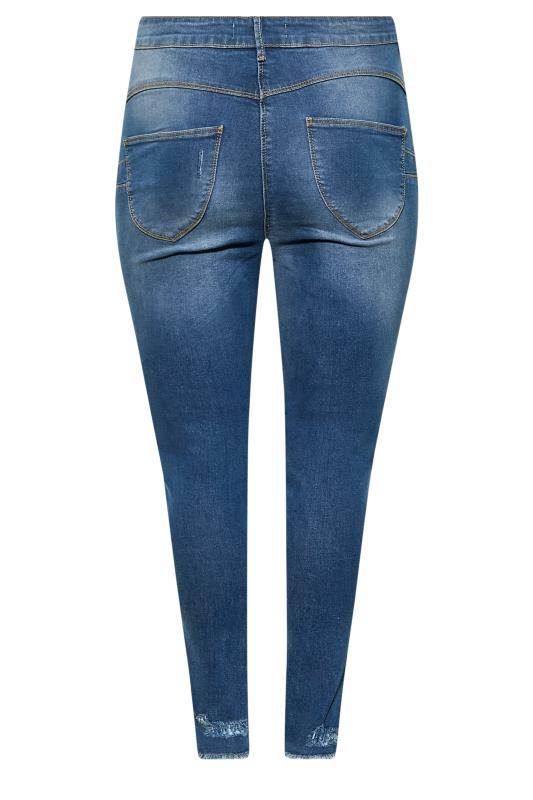 Plus Size Blue Distressed AVA Lift and Shape Skinny Jeans | Yours Clothing 8