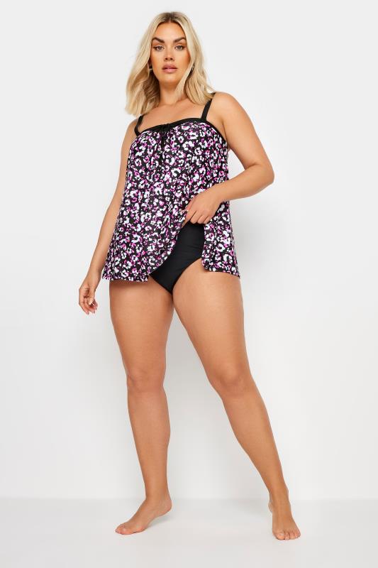 YOURS Plus Size Pink Leopard Print Tankini | Yours Clothing 3