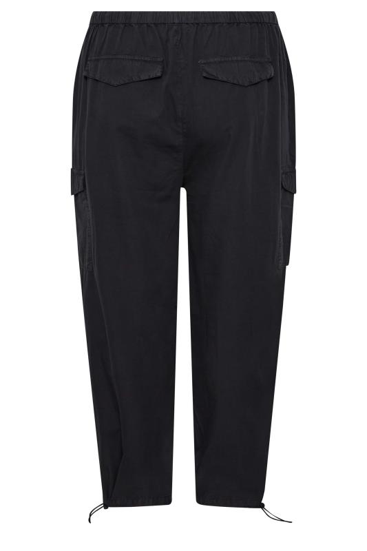 YOURS Curve Plus Size Black Cargo Parachute Trousers | Yours Clothing  6