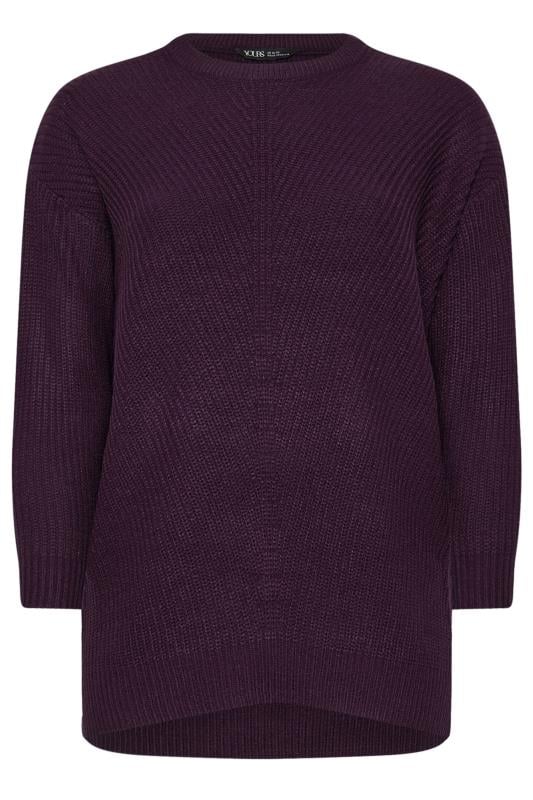 YOURS Plus Size Essential Purple Knitted Jumper | Yours Clothing 6