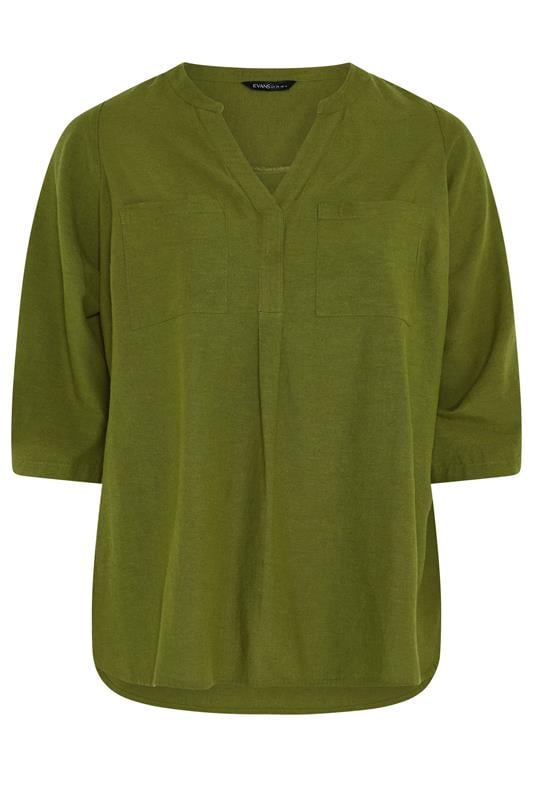 EVANS Plus Size Green Utility Cotton Shirt | Evans