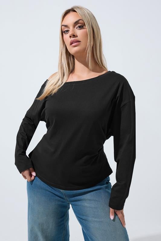 LIMITED COLLECTION Black Off Shoulder Long Sleeve Top 1