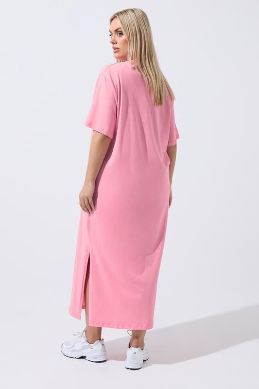 LIMITED COLLECTION Plus Size Pink 'Beach Club' Slogan Maxi Dress | Yours Clothing 2