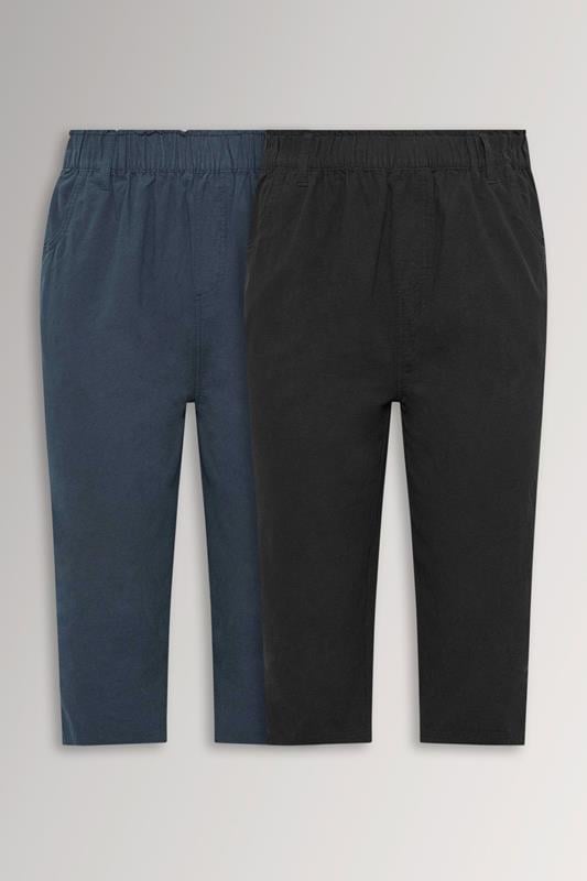 YOURSET 2 PACK Curve Black & Navy Blue Cool Cotton Cropped Trousers