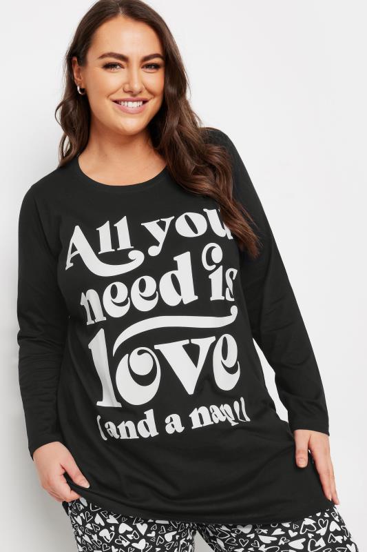 YOURS 4 PACK Plus Size Black 'All You Need Is Love' Pyjama Set | Yours Clothing 7