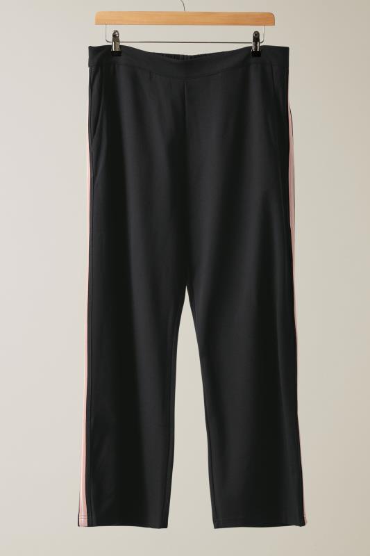 EVANS Curve Black & Pink Side Stripe Wide Leg Trousers | Evans 6