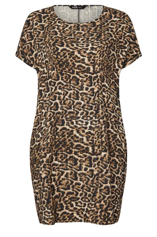 YOURS Plus Size Brown Leopard Print Tunic Dress | Yours Clothing 5