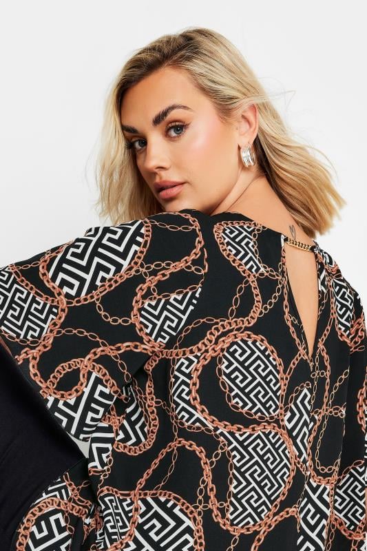 YOURS Plus Size Black Chain Print Blouse | Yours Clothing 5