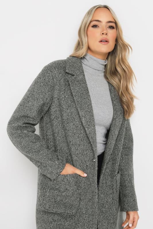 LTS Tall Charcoal Grey Longline Cardigan Coat | Long Tall Sally 5