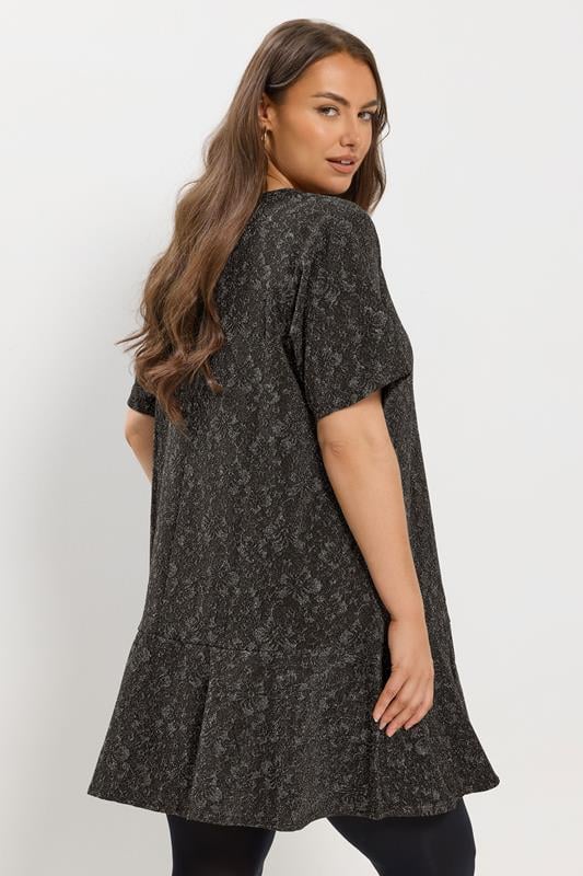 YOURS Plus Size Grey Jacquard T-Shirt Dress | Yours Clothing 4
