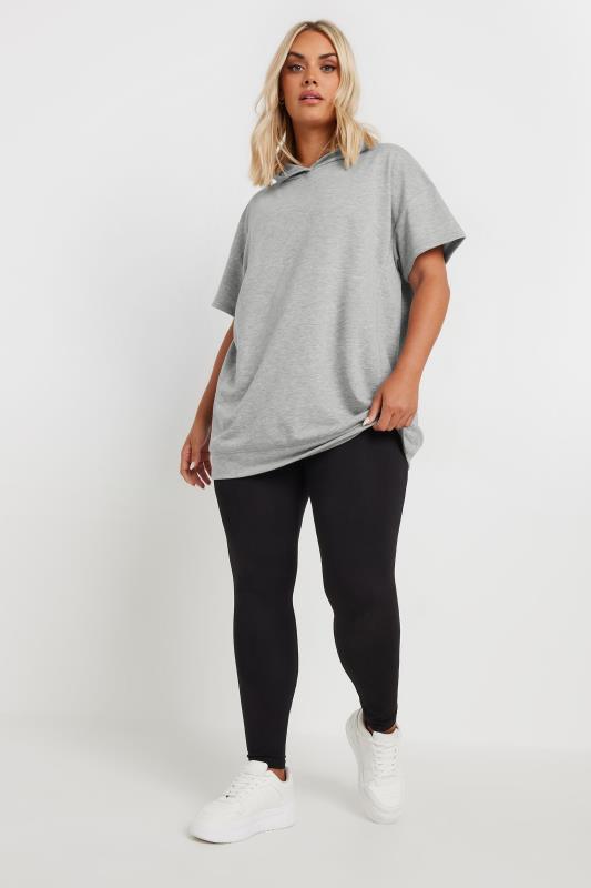 YOURS Plus Size Grey Oversized Short Sleeve Hoodie | Yours Clothing 2