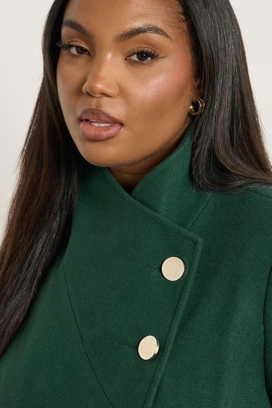 YOURS Plus Size Dark Green Formal Wrap Coat | Yours Clothing 4