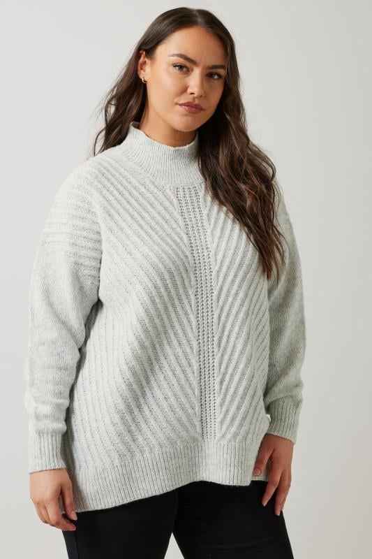 EVANS Plus Size Light Grey Knitted Jumper | Evans  5