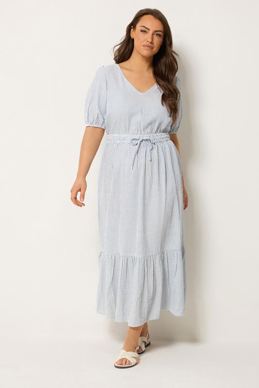 YOURS Plus Size Blue Stripe Maxi Dress | Yours Clothing 1