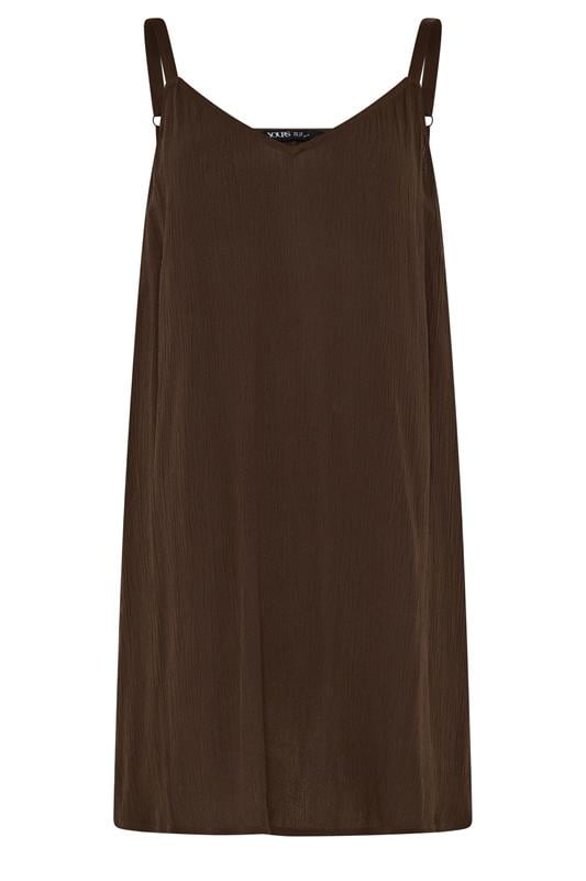 YOURS Plus Size Brown Crinkle Swing Cami Top | Yours Clothing 5