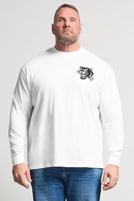 BadRhino Big & Tall White Panther Long Sleeve Graphic T-Shirt | BadRhino 1