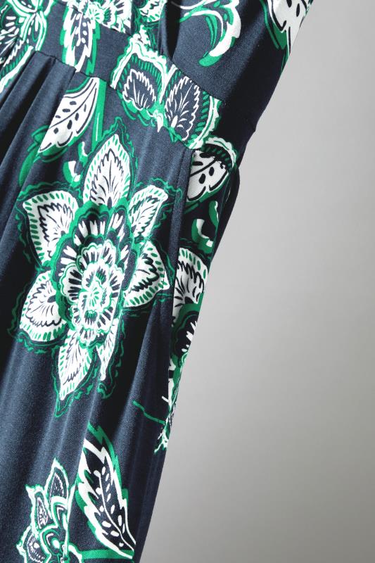 EVANS Plus Size Navy Blue & Green Paisley Print Wrap Dress | Evans  8