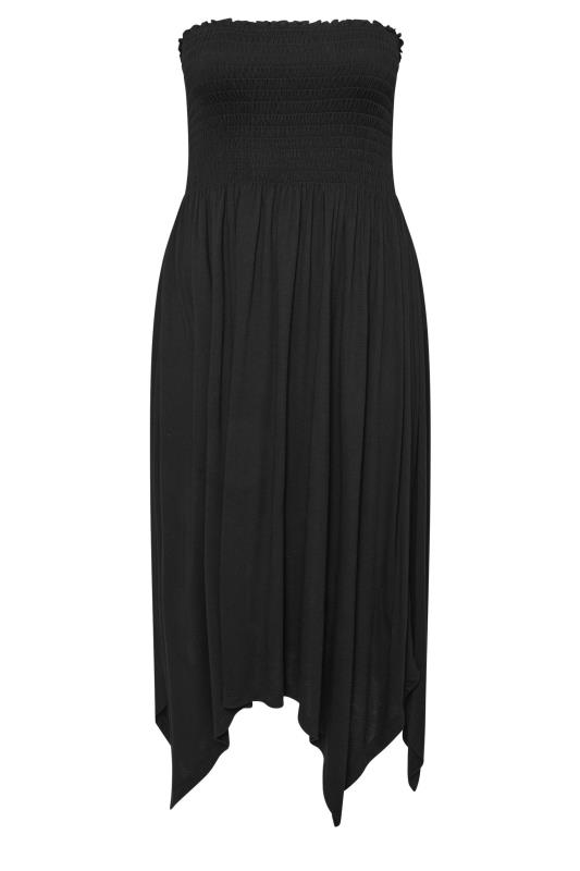 YOURS Plus Size Black Shirred Bandeau Midi Dress | Yours Clothing 5