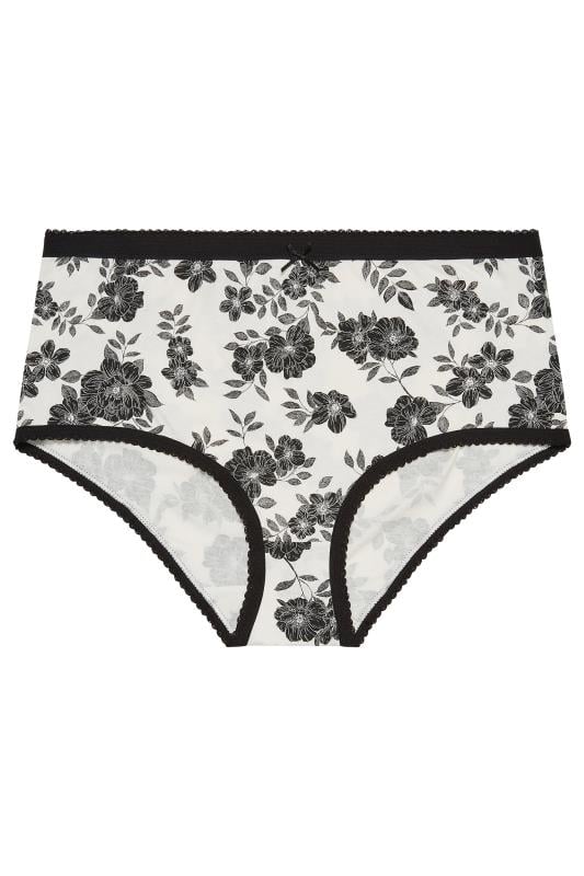 YOURS Plus Size Curve 5 PACK Black Floral Full Briefs | Yours Clothing  4