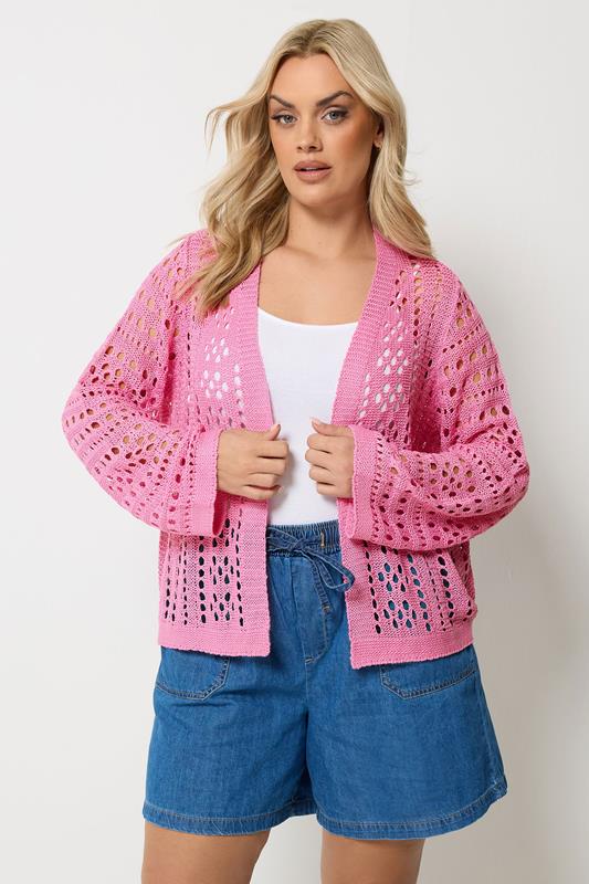  YOURS Curve Pink Chunky Knit Cardigan