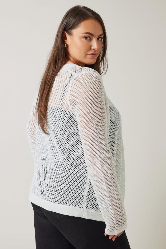 EVANS Plus Size White Tape Yarn Cardigan | Evans 3