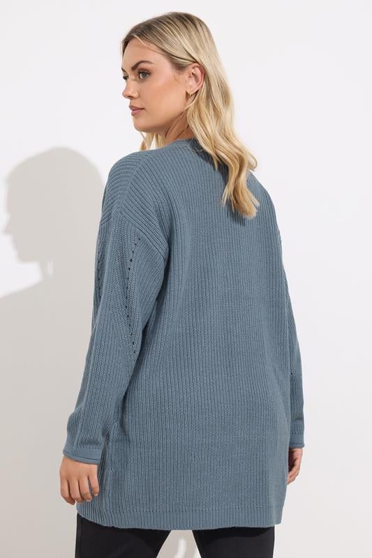 YOURS Plus Size Essential Light Blue Knitted Cardigan | Yours Clothing 2