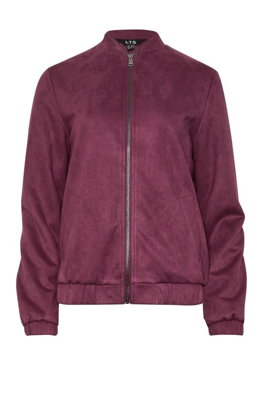 LTS Tall Burgundy Red Faux Suede Bomber Jacket | Long Tall Sally 6