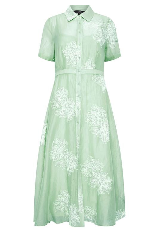  STAR Sage Green Embroidered Shirt Dress