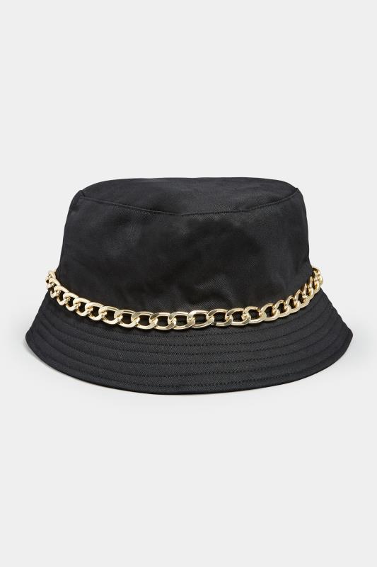 Black Chain Denim Look Bucket Hat | Yours Clothing  2