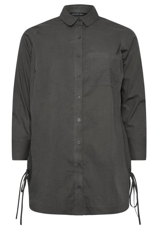 YOURS Plus Size Charcoal Grey Tie Detail Shirt | Yours Clothing  5