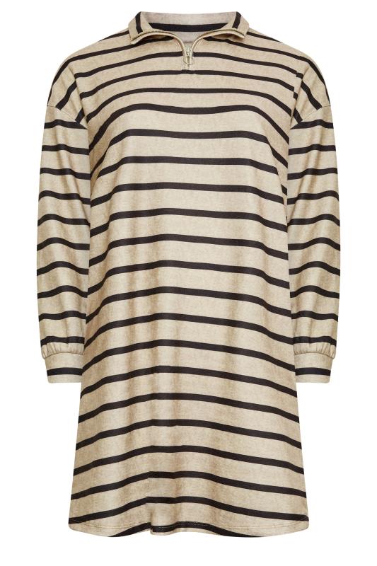 YOURS Plus Size Beige Brown & Black Stripe Soft Touch Jumper Dress | Yours Clothing 5