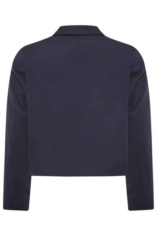 YOURS Plus Size Curve Navy Blue Cropped Blazer | Yours Clothing  7
