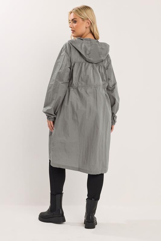 YOURS Plus Size Grey Lightweight Longline Parka Jacket | Yours Clothing 2