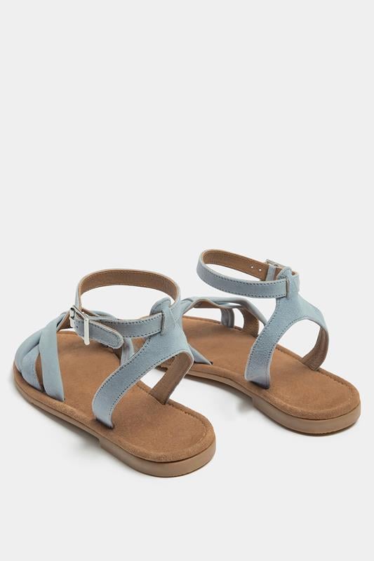 Blue  Faux Leather Cross Over Sandals In Extra Wide EEE Fit | Yours Clothing 2