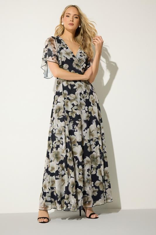  LTS Tall Black Floral Mesh Maxi Dress