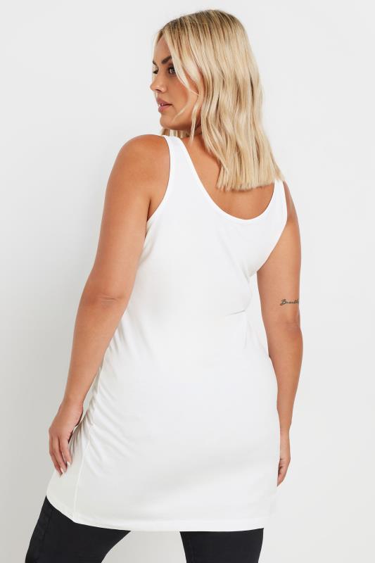 Plus Size White Longline Vest Top | Yours Clothing 3