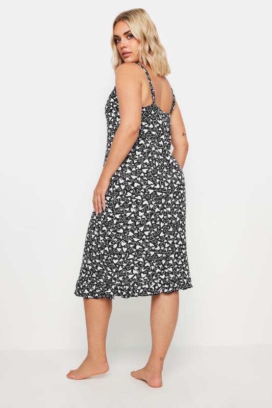 YOURS Plus Size Black & White Heart Print Chemise Nightdress | Yours Clothing 3