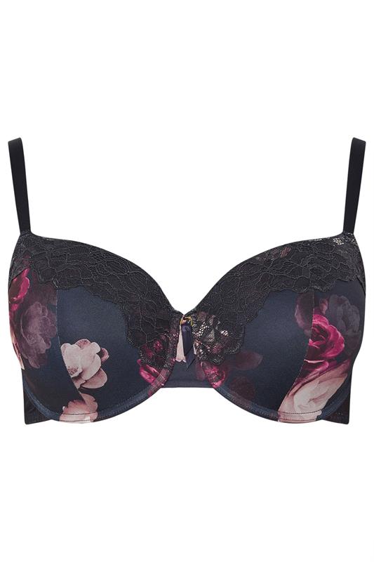 YOURSET 2 PACK Plus Size Navy Blue Floral Print T-Shirt Bras | Yours Clothing 10