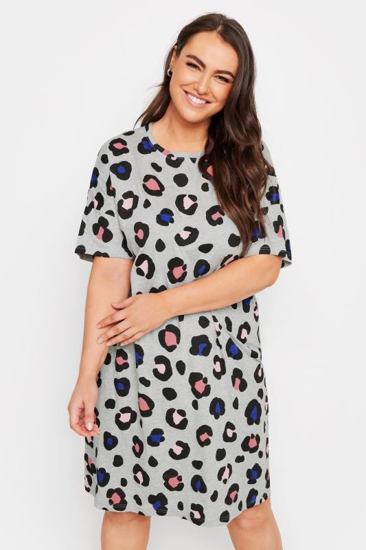 YOURS Plus Size 2 Pack Grey Animal Print Nightdress | Yours Clothing 3