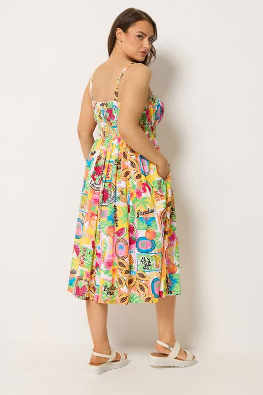 YOURS Plus Size White Fruit Print Midi Dress | Yours Clothing 4