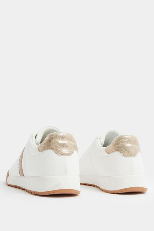 White Side Stripe Gum Sole Trainers In Extra Wide EEE Fit | Yours Clothing 4