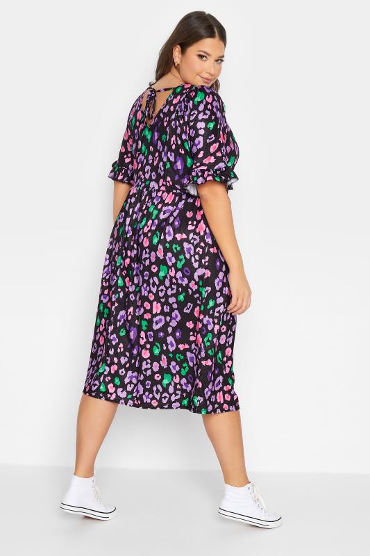 YOURS Plus Size Black Animal Print Smock Midi Dress | Yours Clothing 3