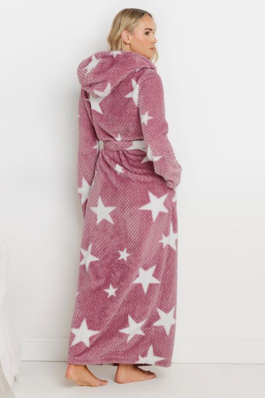 LTS Tall Pink Star Print Waffle Dressing Gown | Long Tall Sally 3