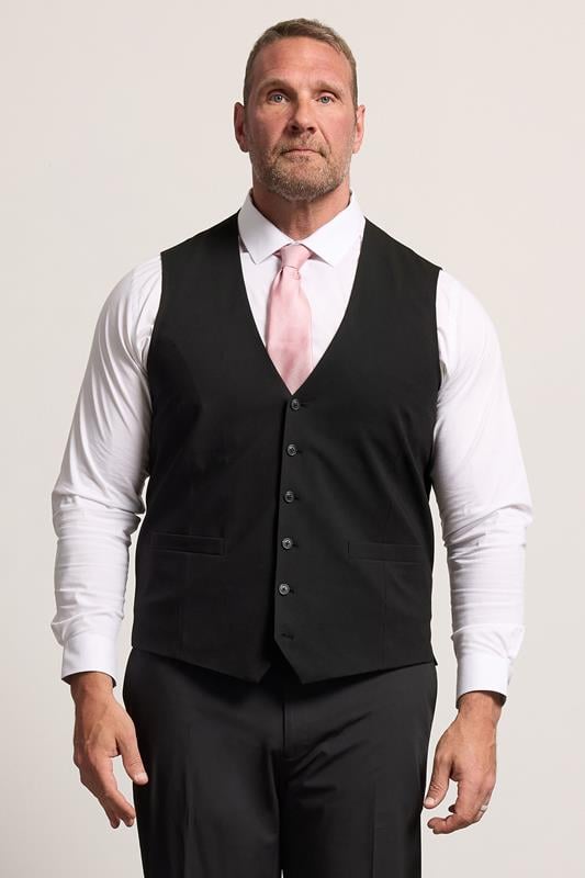 D555 Big & Tall Black Suit Waistcoat | BadRhino 1