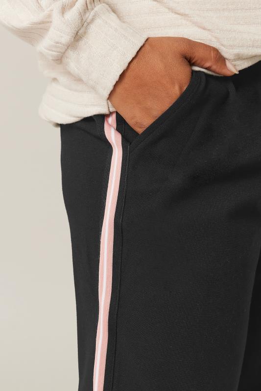 EVANS Curve Black & Pink Side Stripe Wide Leg Trousers | Evans 4