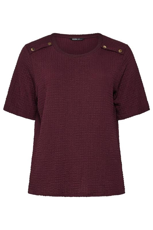 YOURS Plus Size Burgundy Red Bubble Texture Top | Yours Clothing 5