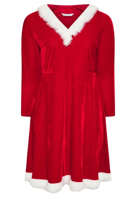 YOURS LONDON Plus Size Red Velvet Santa Dress | Yours Clothing 3