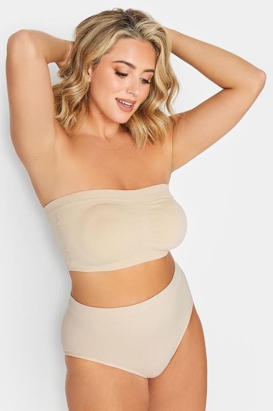 YOURS Plus Size Nude Seamless Padded Non-Wired Bandeau Bra | Yours Clothing 2