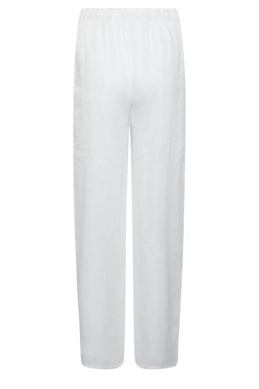 LTS Tall Women's White Cotton Wide Leg Beach Trousers | Long Tall Sally  6