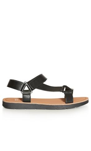 Extra Wide Fit Sporty Strap Sandal Black | Evans